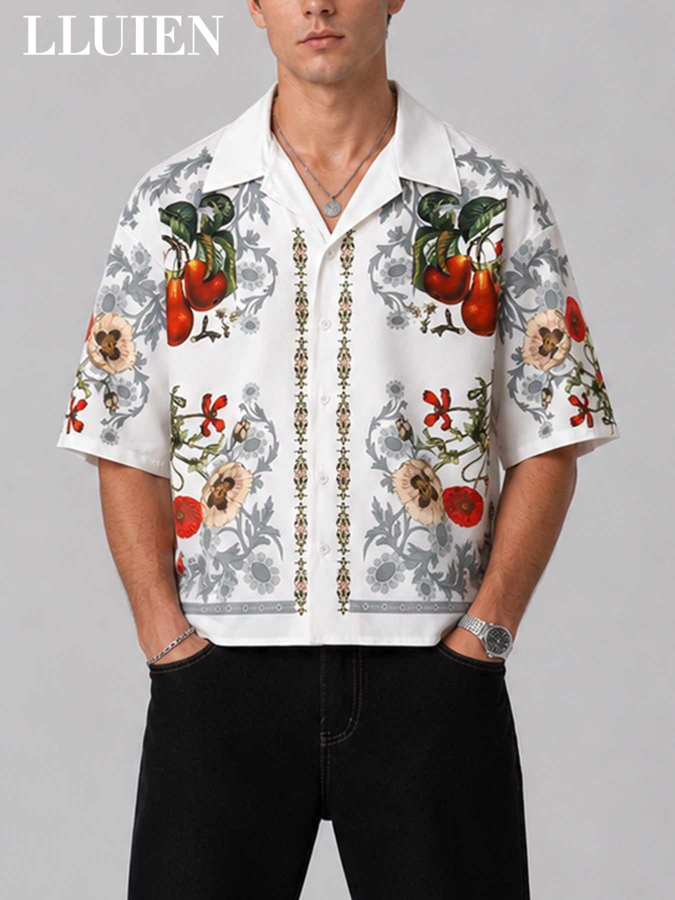 Resort Shirt Floral - Camicia hawaiana da uomo LLUIEN 2026
