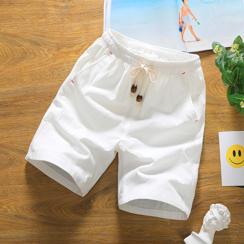 Short Linen Drawstring - Pantaloncini casual da uomo in tinta