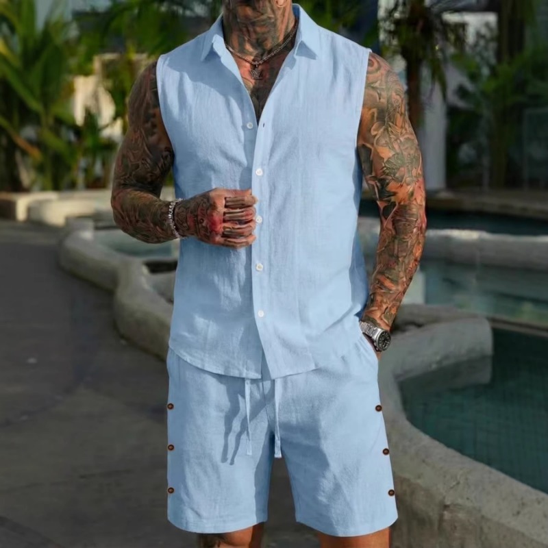 Short Linen Drawstring - Completo da uomo 2 pezzi in