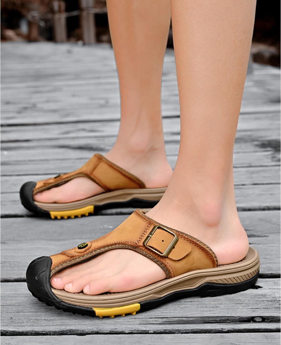 Flip Flop Leather Men - Sandali in vera pelle da uomo,