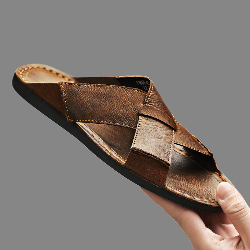Flip Flop Leather Men - Pantofole da uomo in vera pelle