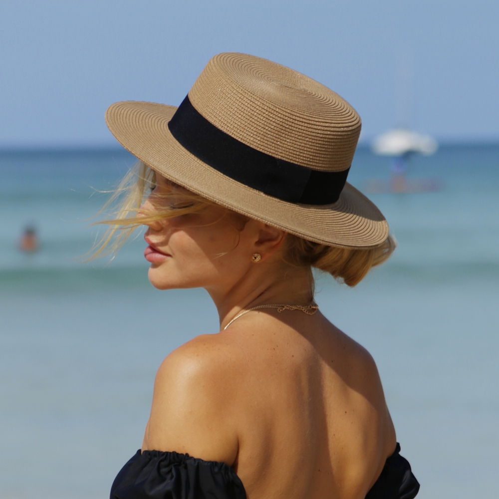 Bucket Hat Straw - Cappello da Sole Unisex con Visiera