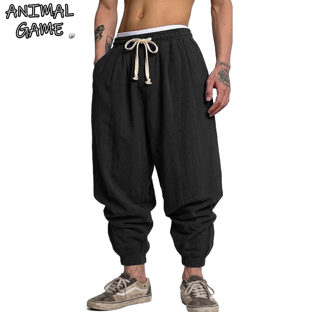 Short Linen Drawstring - Pantaloni in Cotone e Lino Coreani
