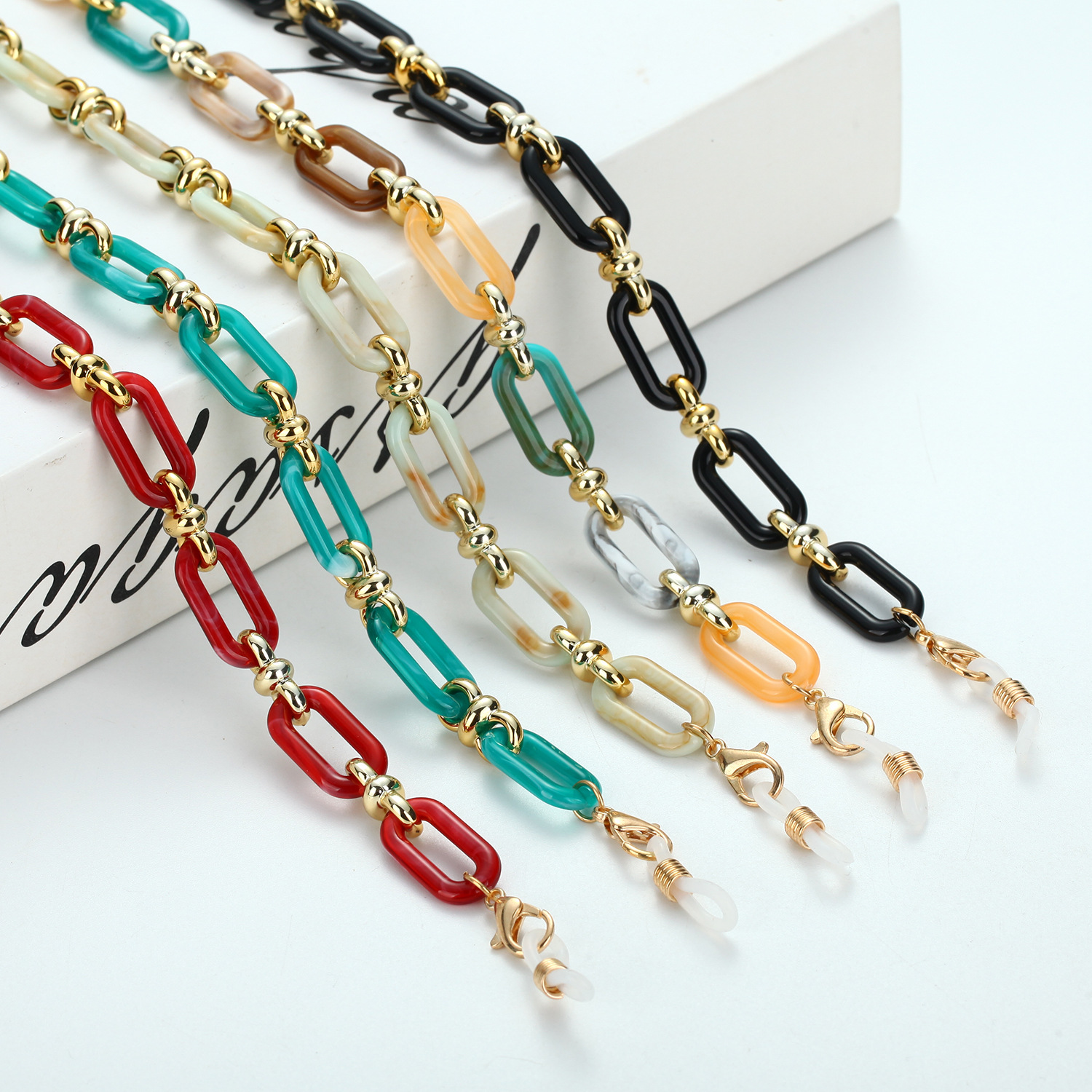 Sunglass Retainer Cord - Catena per Occhiali in Acrilico Ambrato,