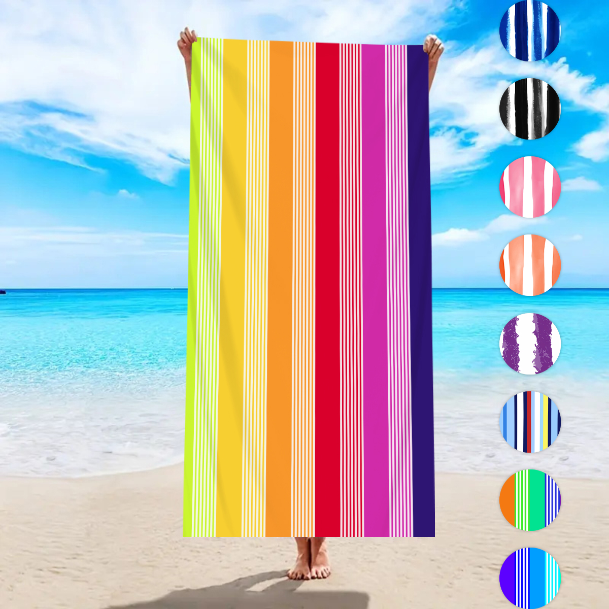 Beach Towel Large - Telo mare grande a righe colorate