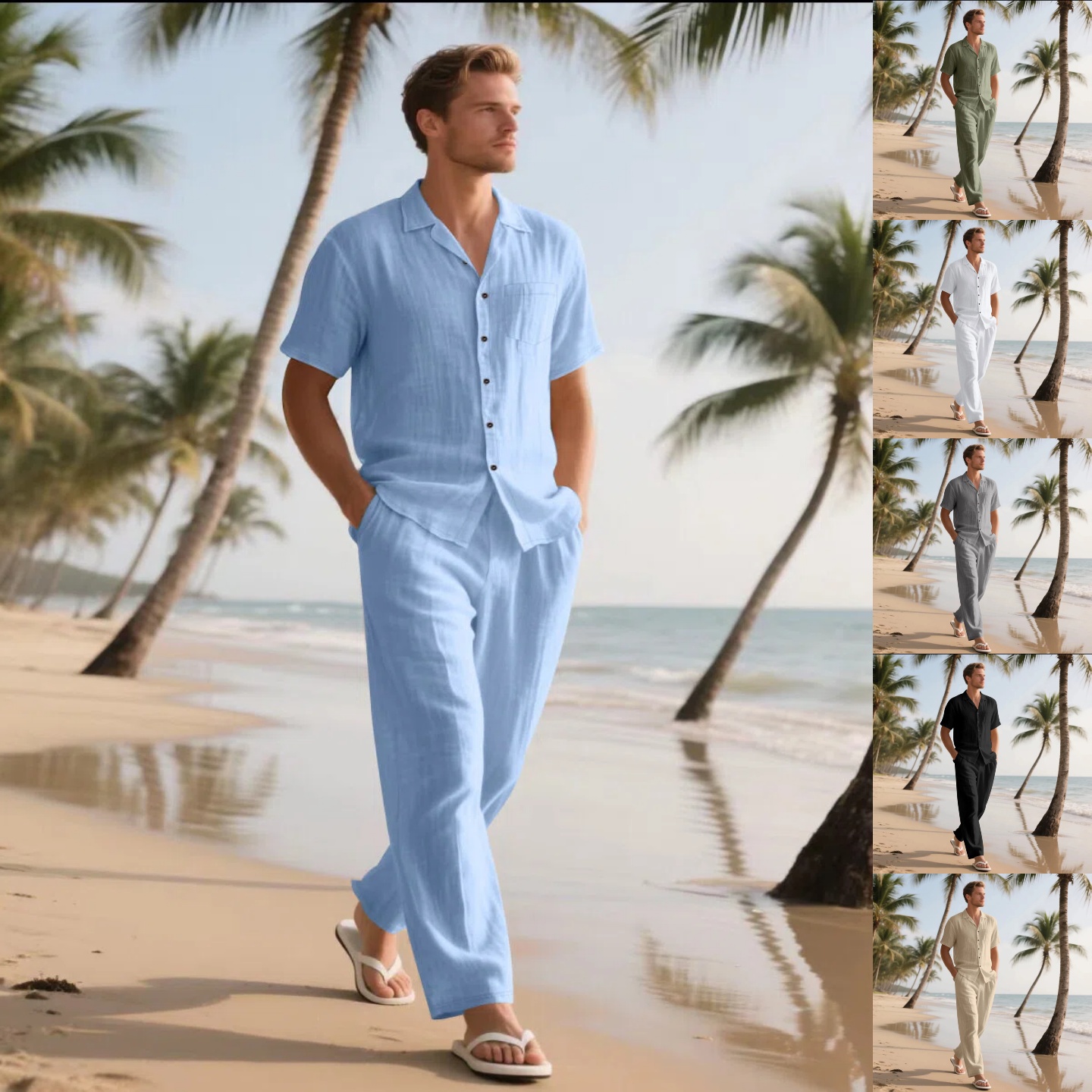 Short Linen Drawstring - Nuovo Completo Estivo da Uomo in