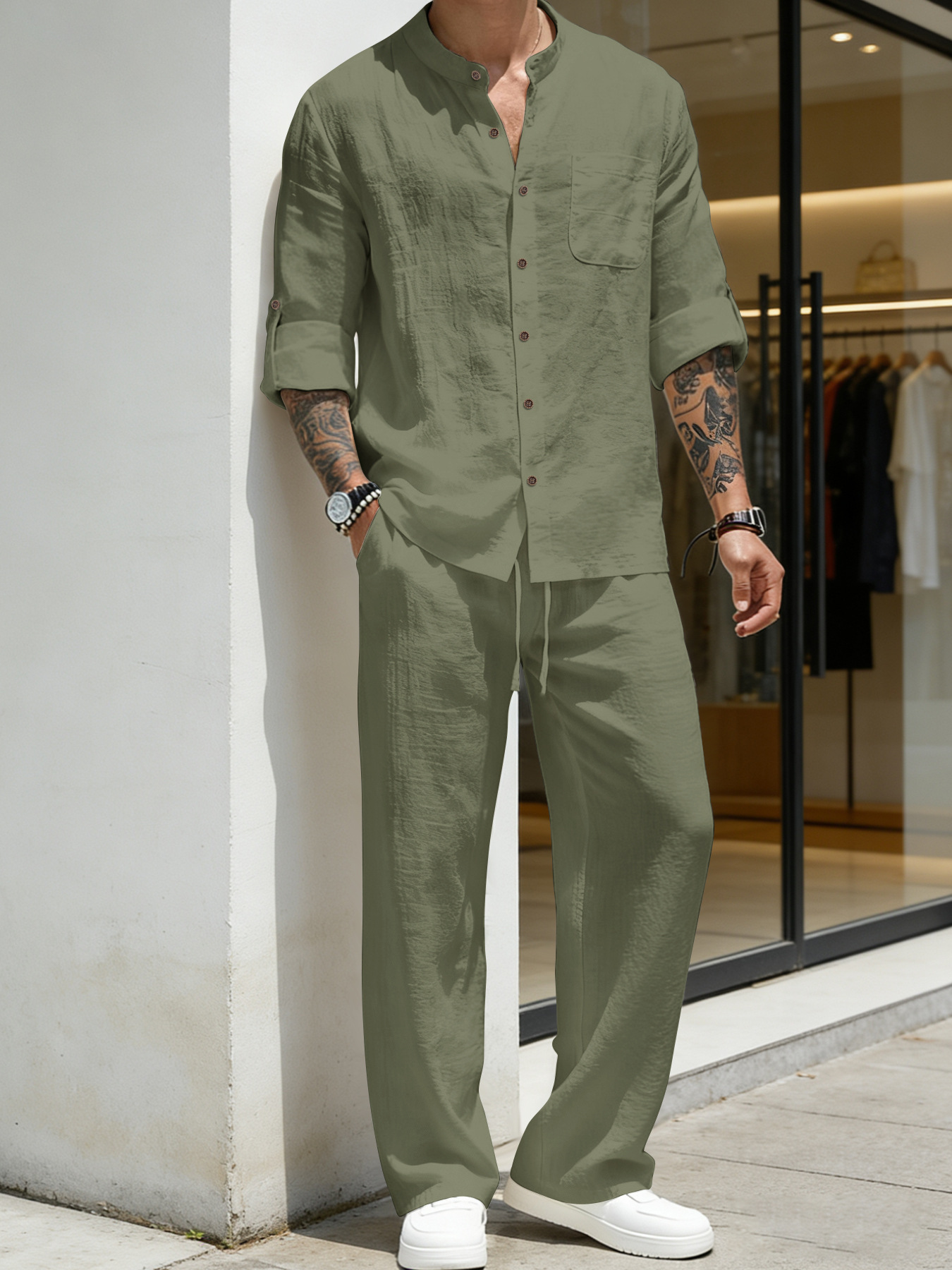 Linen Shirt Breathable - Completo da spiaggia con camicia e
