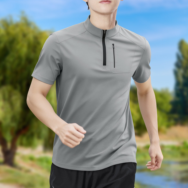 Shirt Camp Collar - T-shirt da uomo a mezza zip,