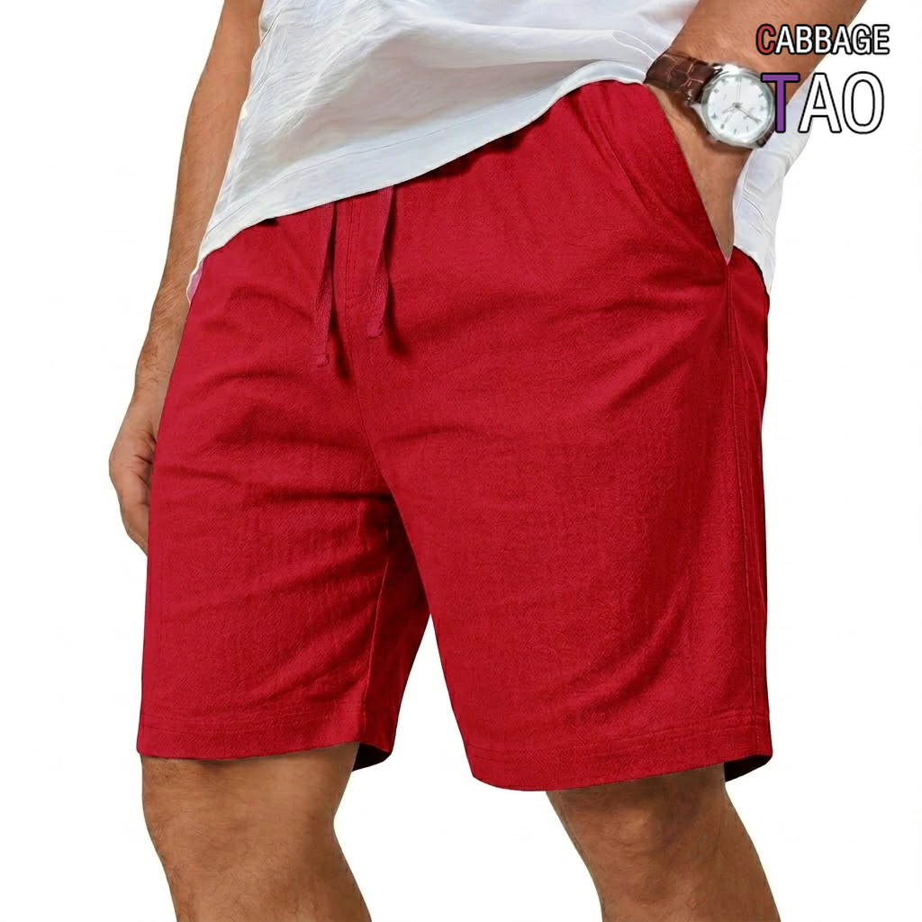 Short Linen Drawstring - Pantaloncini Oversize in Cotone e Lino,