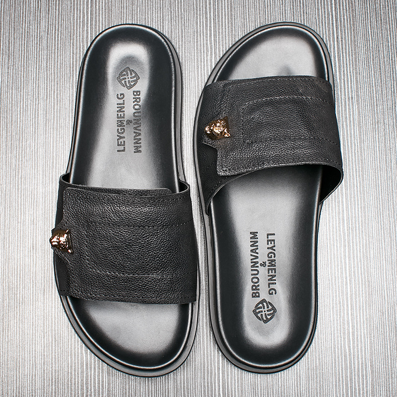 Flip Flop Leather Men - 2025 Nuove pantofole in vera pelle