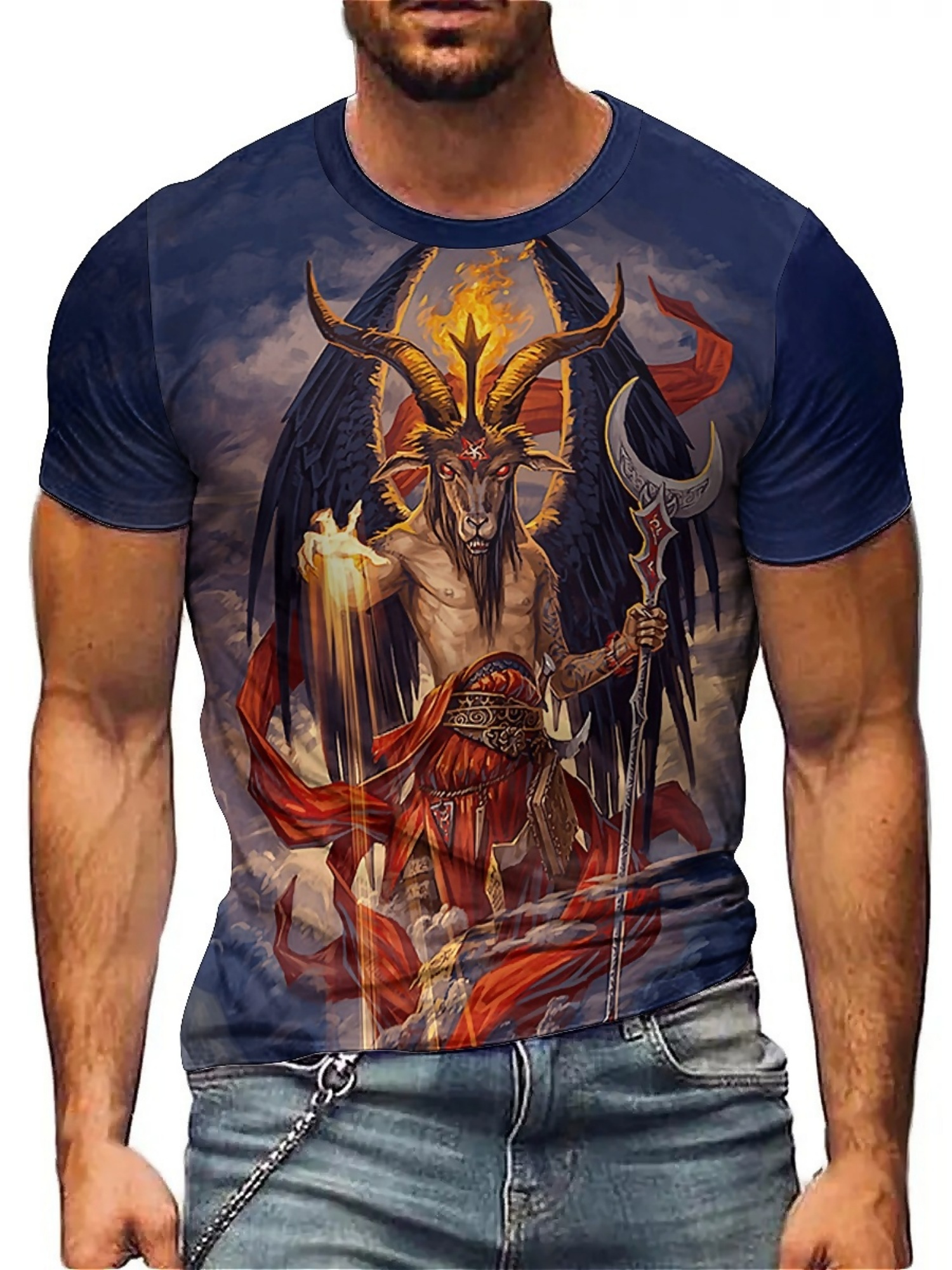 Tee Graphic Print - T-shirt da uomo con stampa demone