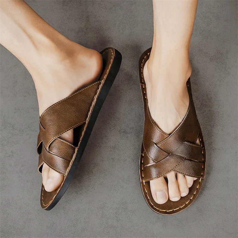 Sandali casual da uomo in vera - Flip Flop Leather Men recensione e prezzo