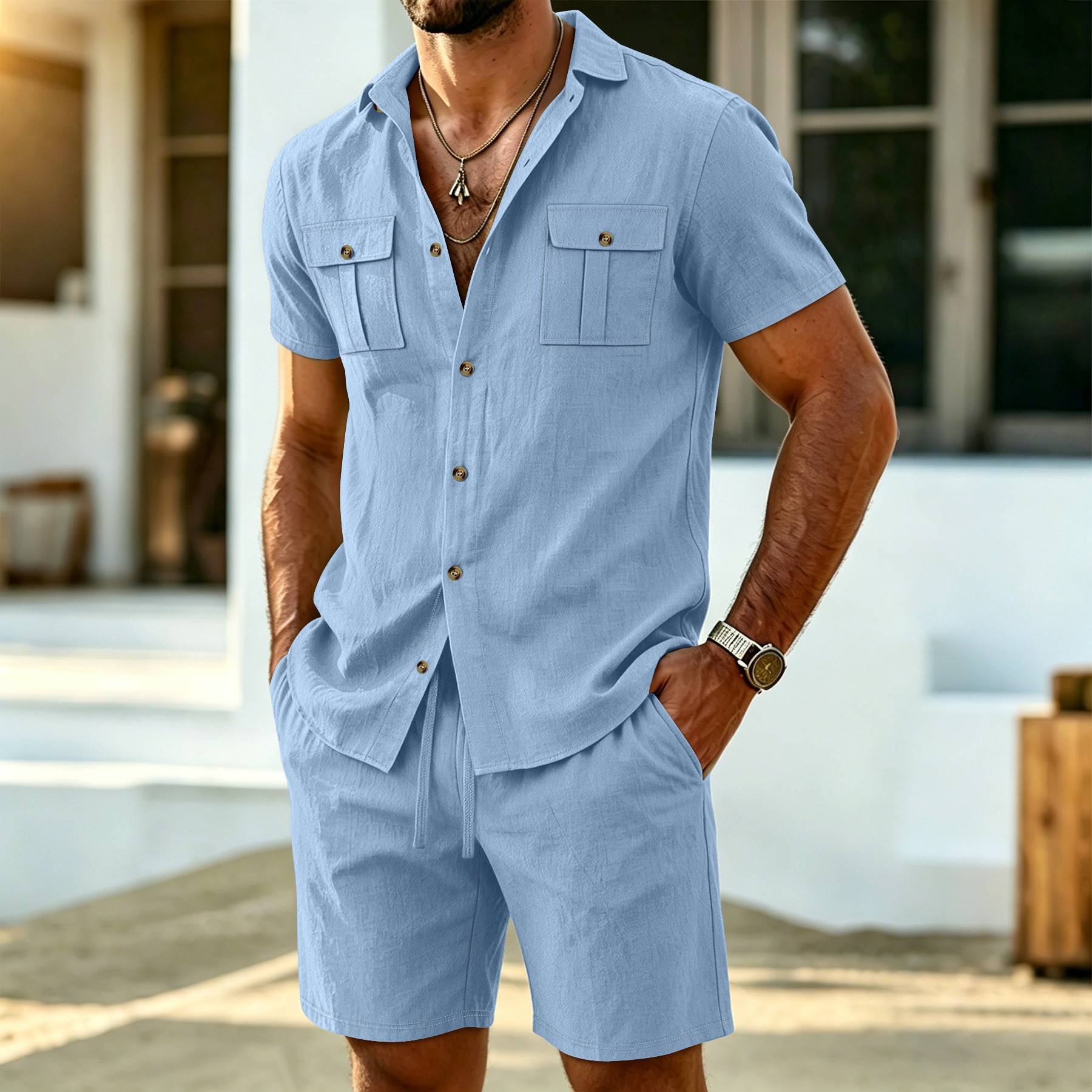 Completo Estivo da Uomo in Lin - Short Linen Drawstring recensione e prezzo