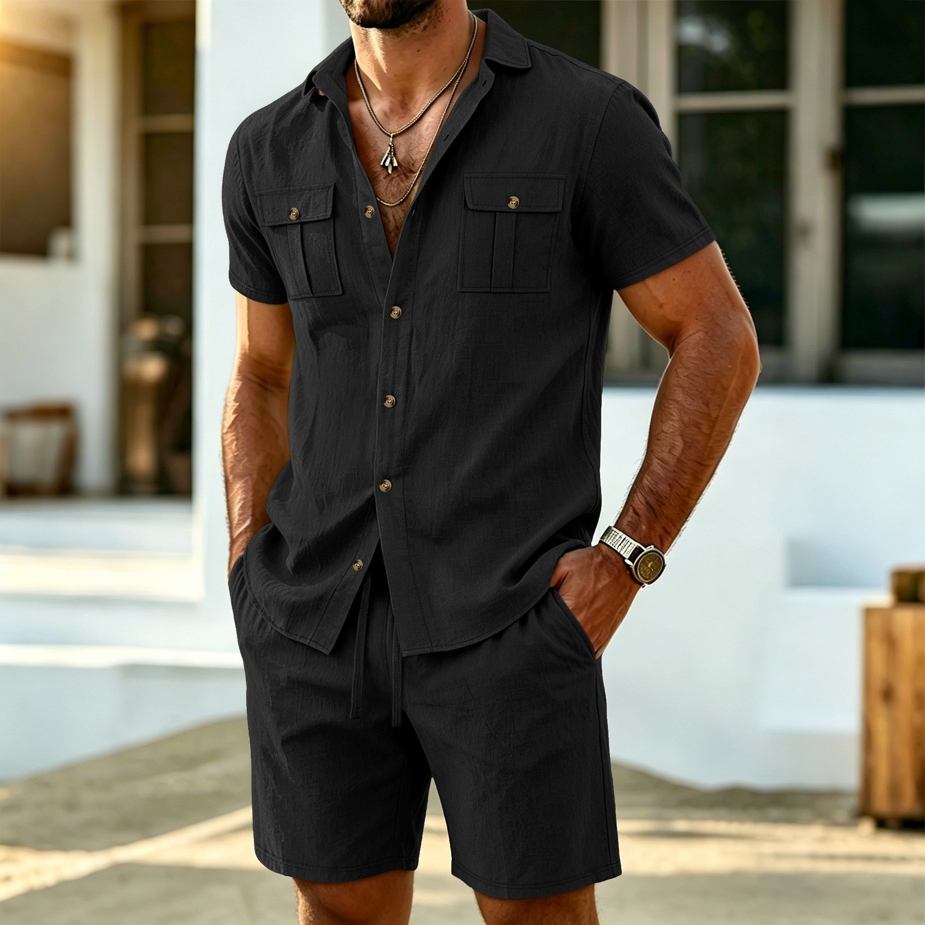 Completo Estivo da Uomo in Lin - Short Linen Drawstring recensione e prezzo