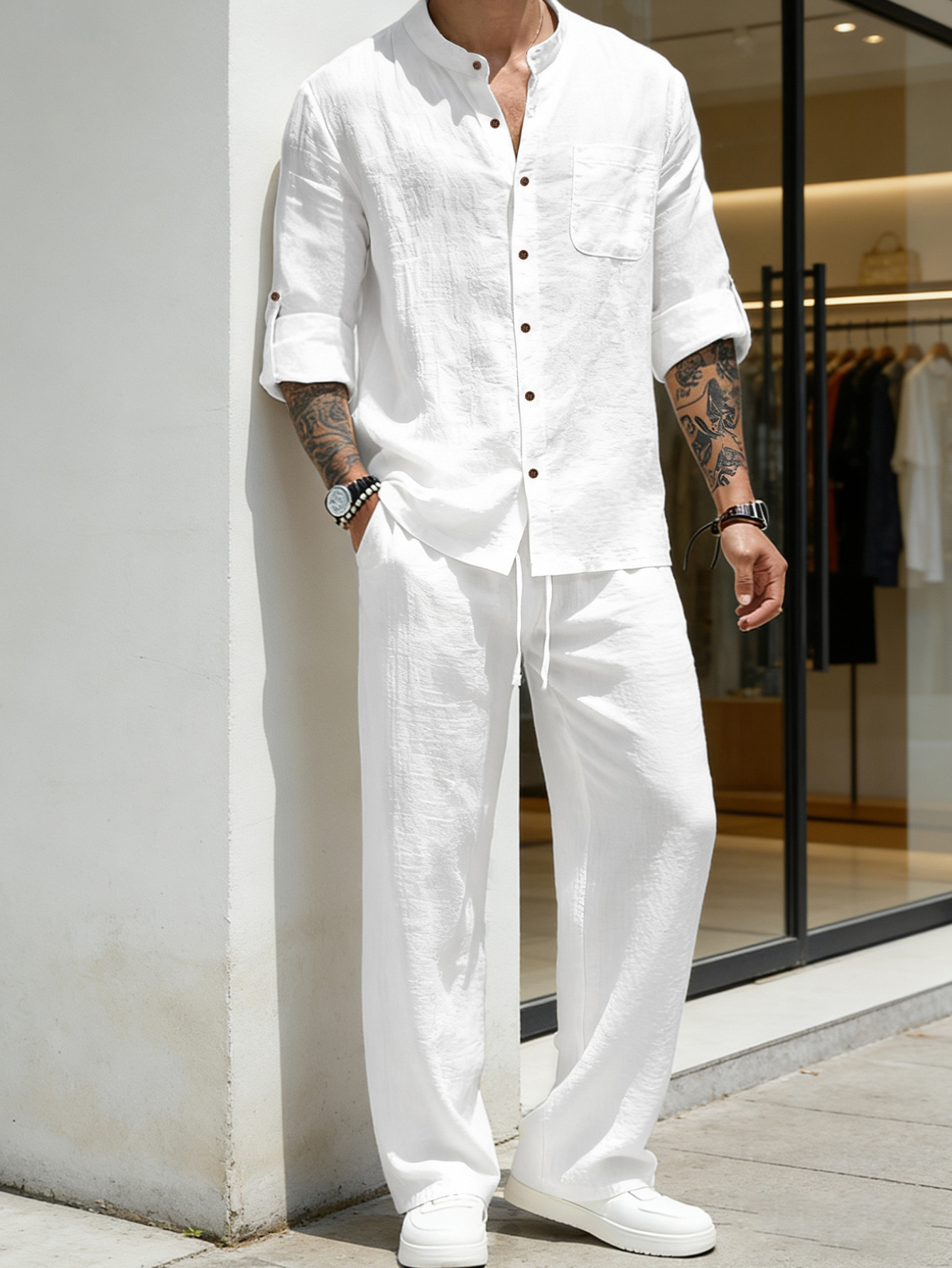 Completo da spiaggia con camic - Linen Shirt Breathable recensione e prezzo