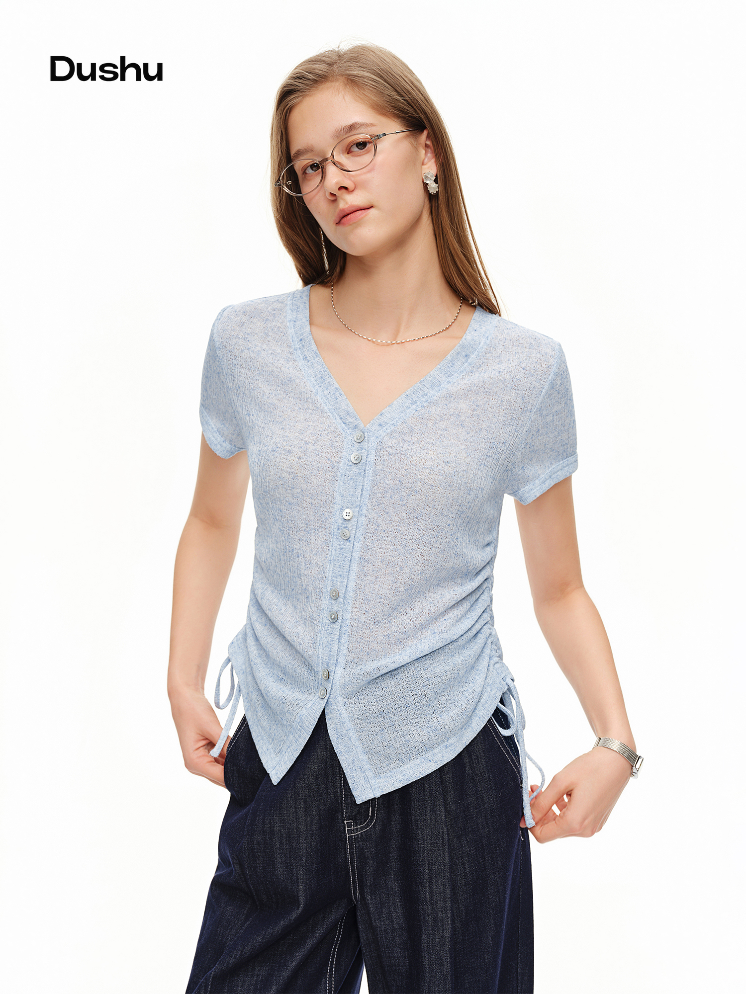 DUSHU T-shirt in lino leggero  - Short Linen Drawstring recensione e prezzo