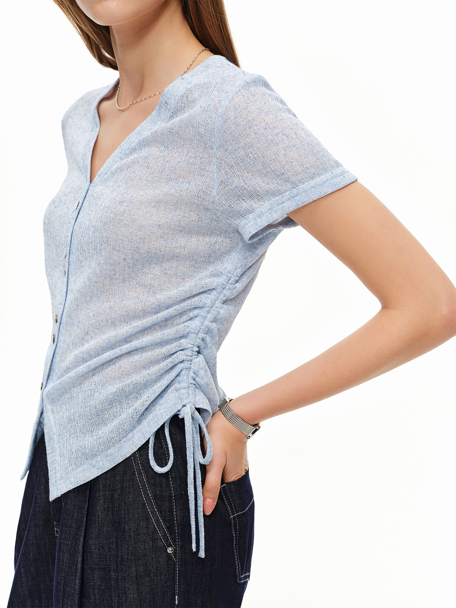 DUSHU T-shirt in lino leggero  - Short Linen Drawstring recensione e prezzo