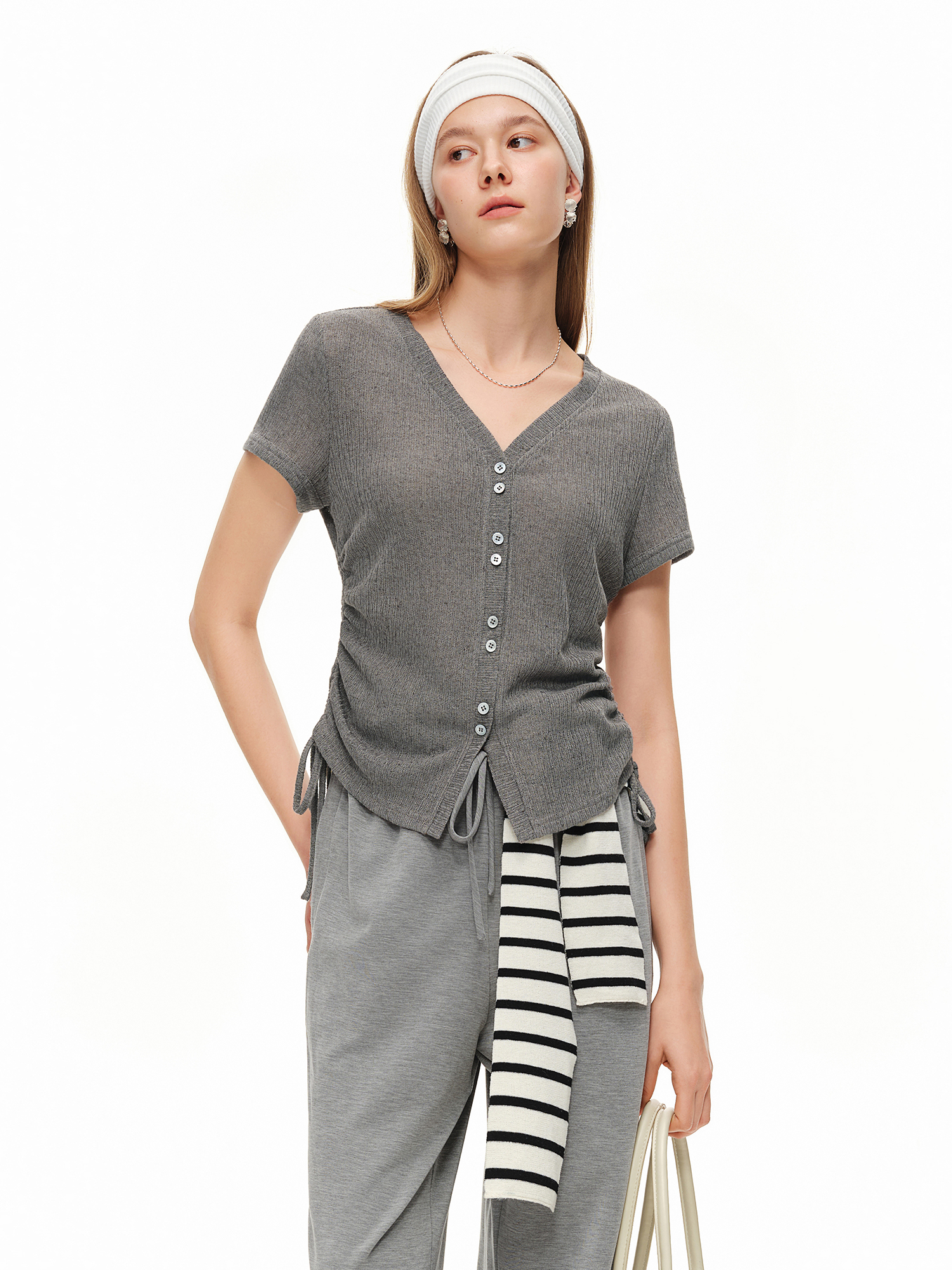 DUSHU T-shirt in lino leggero  - Short Linen Drawstring recensione e prezzo