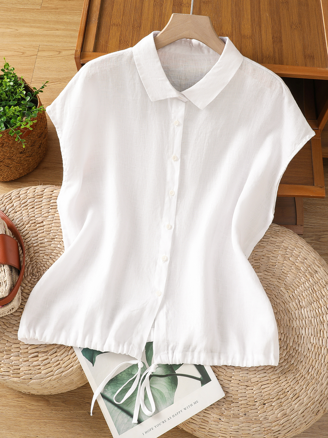 Camicia Casual Estiva da Donna - Short Linen Drawstring recensione e prezzo