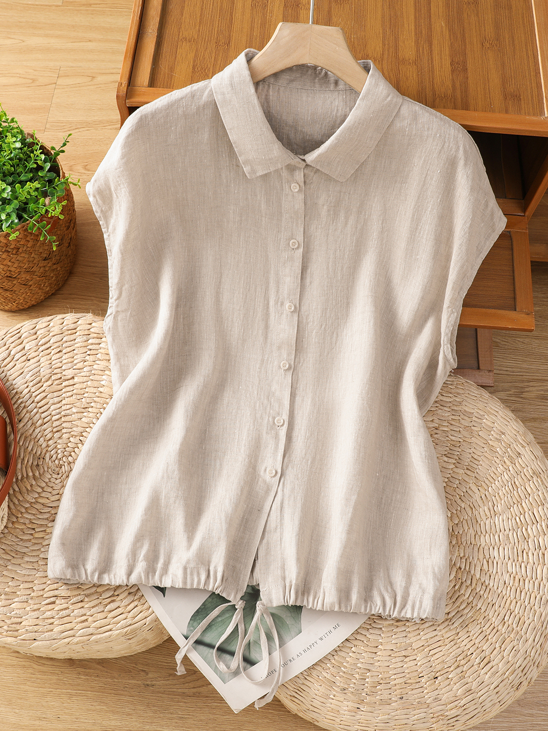 Camicia Casual Estiva da Donna - Short Linen Drawstring recensione e prezzo