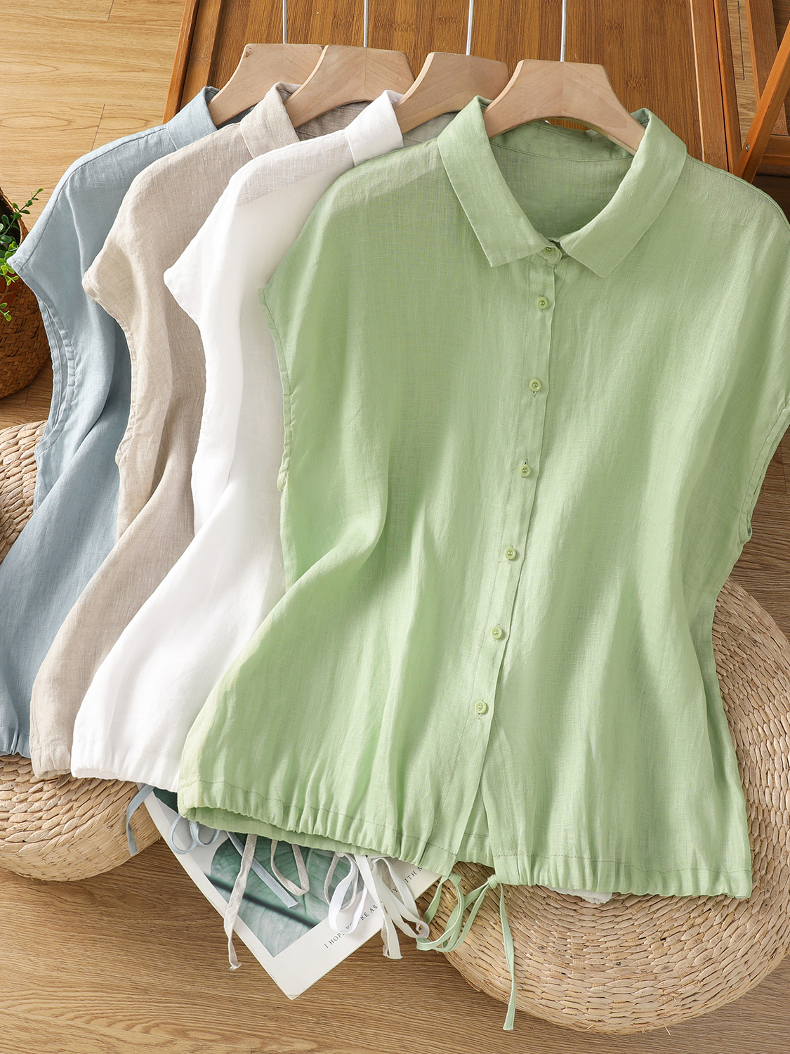 Camicia Casual Estiva da Donna - Short Linen Drawstring recensione e prezzo