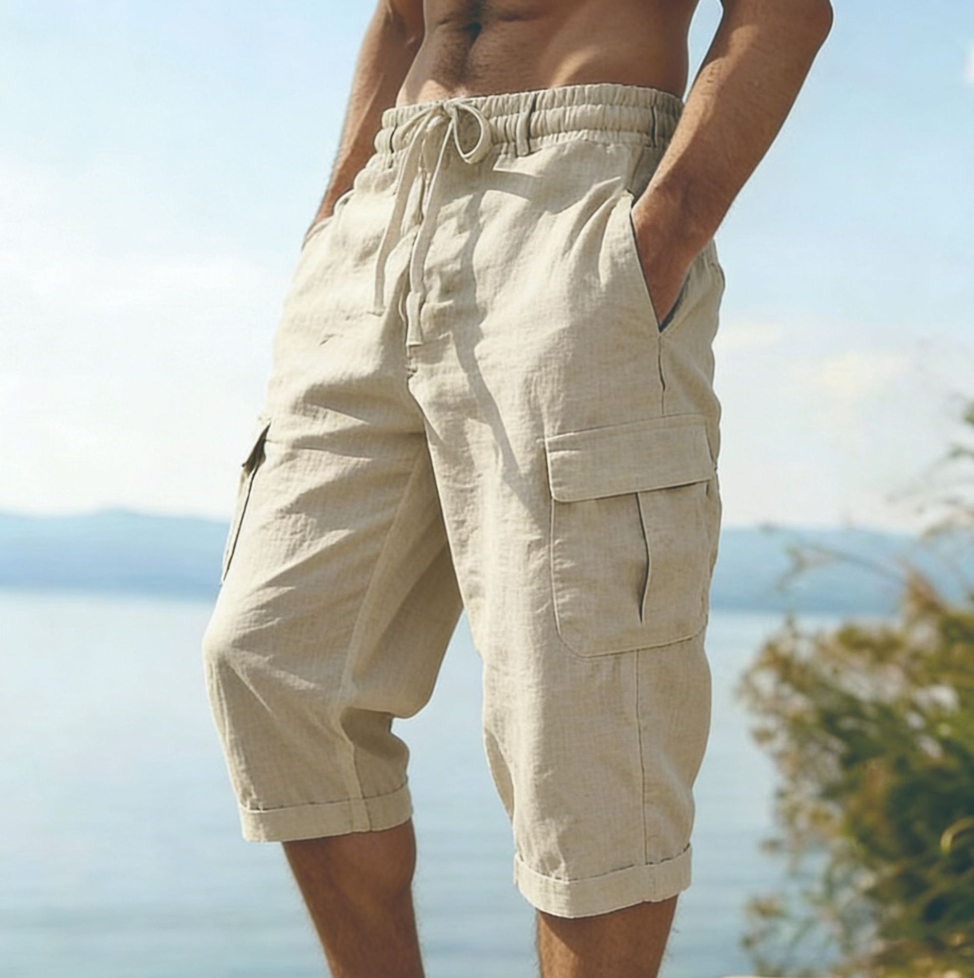 Pantaloncini Estivi da Uomo in - Short Linen Drawstring recensione e prezzo