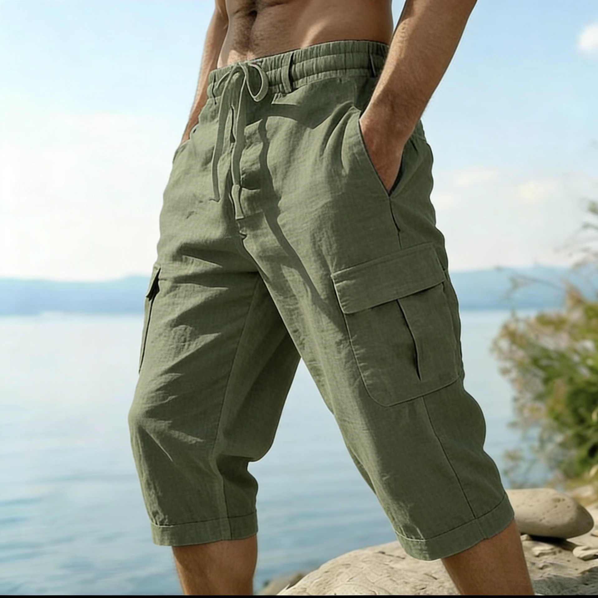 Pantaloncini Estivi da Uomo in - Short Linen Drawstring recensione e prezzo